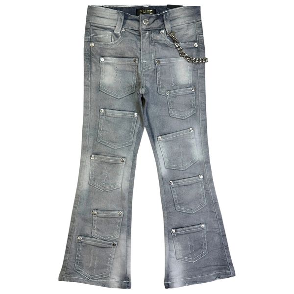 Rivets Premium Kids Stacked Jeans Grey