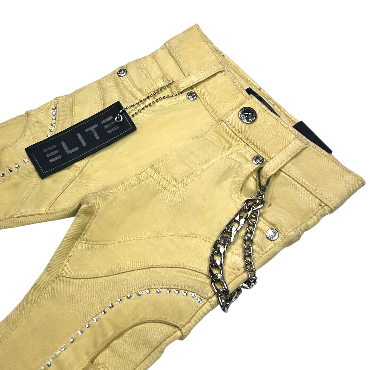 Cream Buttons + Zip Washed Rhinestones Infant Boys Jeans