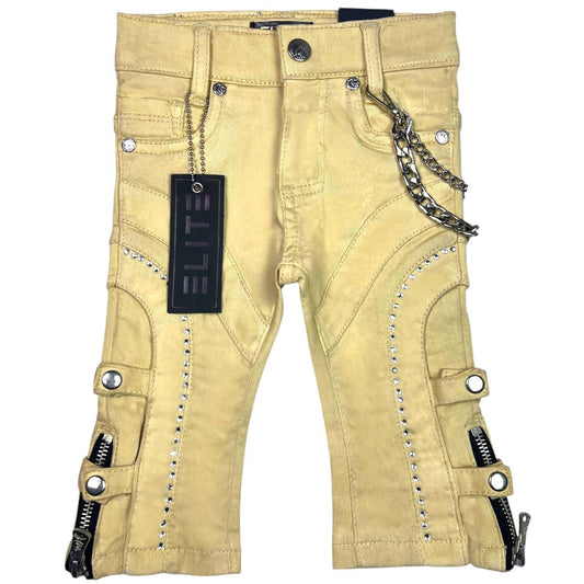 Cream Buttons + Zip Washed Rhinestones Infant Boys Jeans
