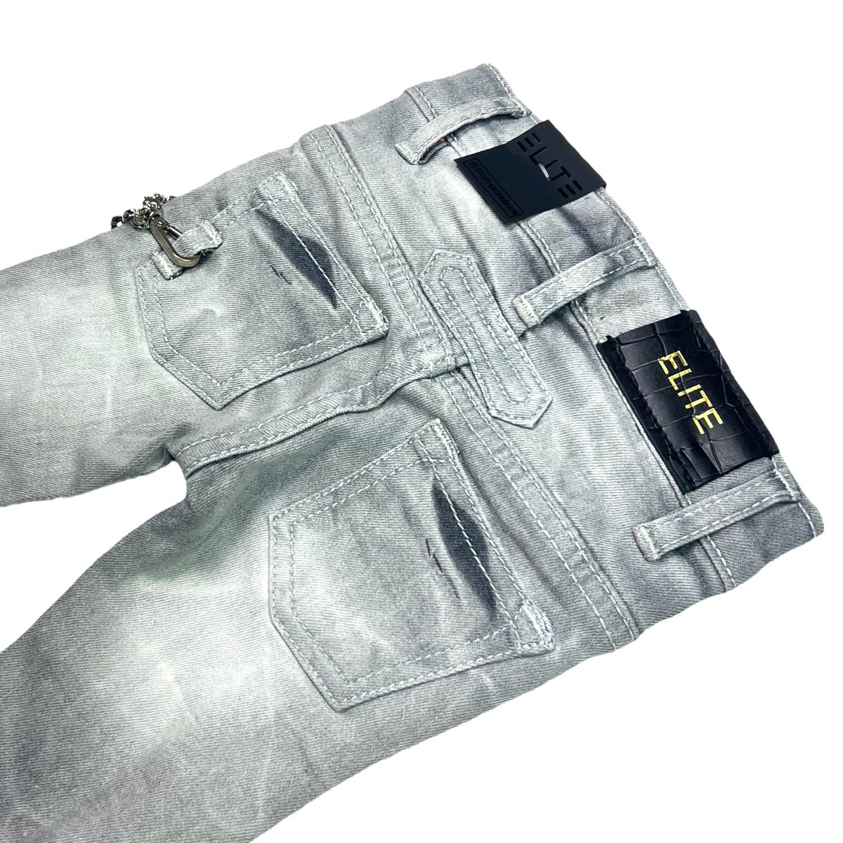 Grey Stone Line Washed Rhinestones Infant Boys Jeans