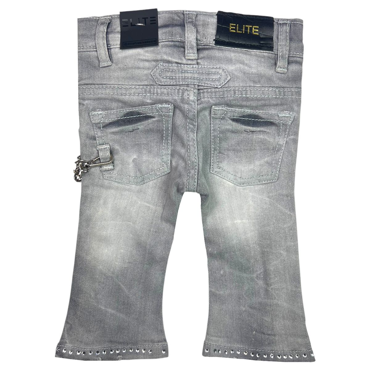 Grey Stone Line Washed Rhinestones Infant Boys Jeans