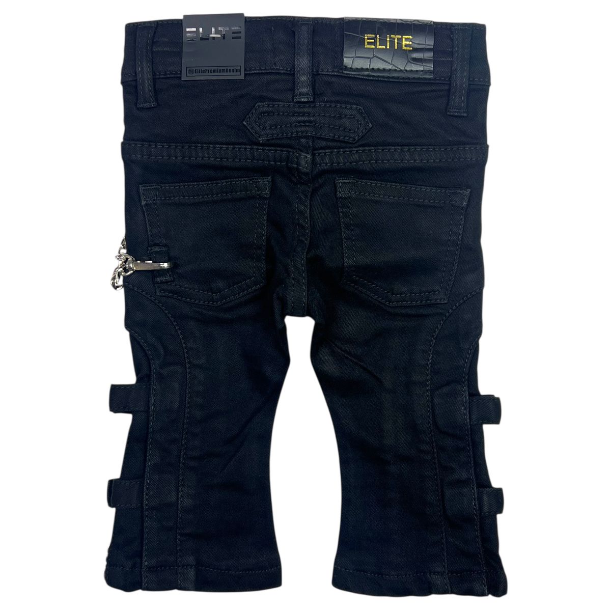 Black Buttons + Zip Washed Rhinestones Infant Boys Jeans