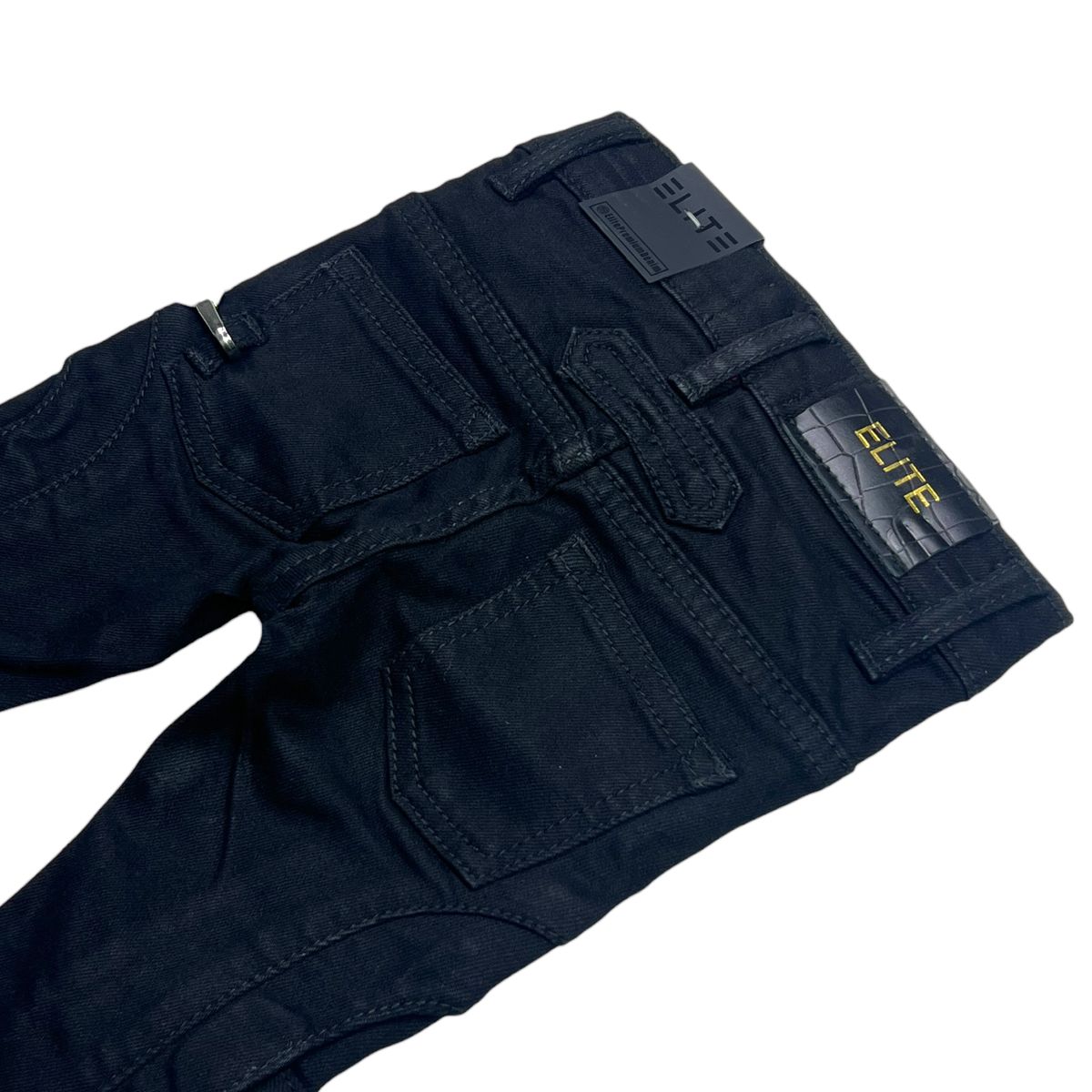 Black Buttons + Zip Washed Rhinestones Infant Boys Jeans