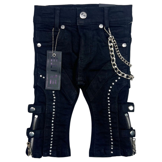 Black Buttons + Zip Washed Rhinestones Infant Boys Jeans