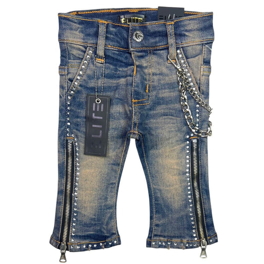 Vintage Stone Line Washed Rhinestones Infant Boys Jeans