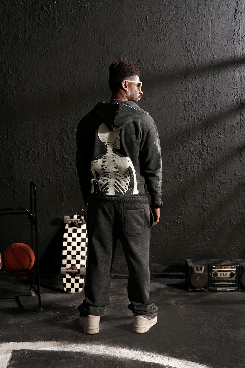 Mercy Black Skull Rhinestone Premium Mens Track Set