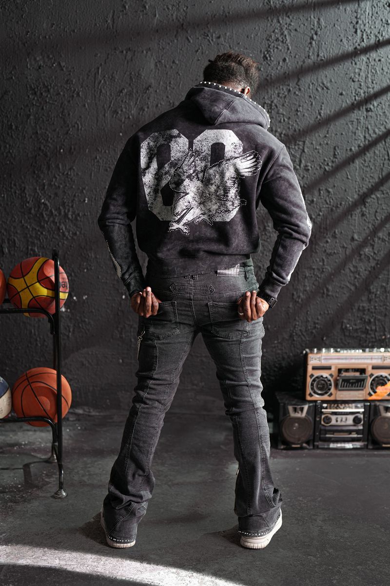 Noble White Rhinestone Premium Mens Hoodie + Pearls Zip Up