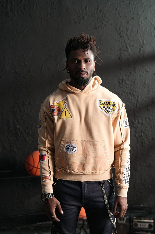 Strong Sand Washed Rhinestone Premium Mens Hoodie