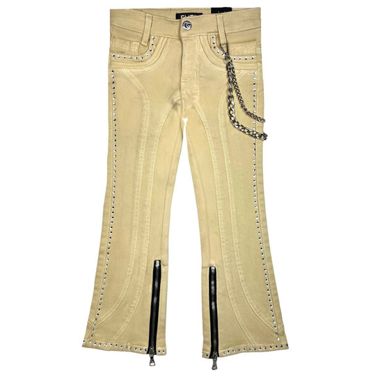 Cream Stone Line Premium Kids Stacked Jeans
