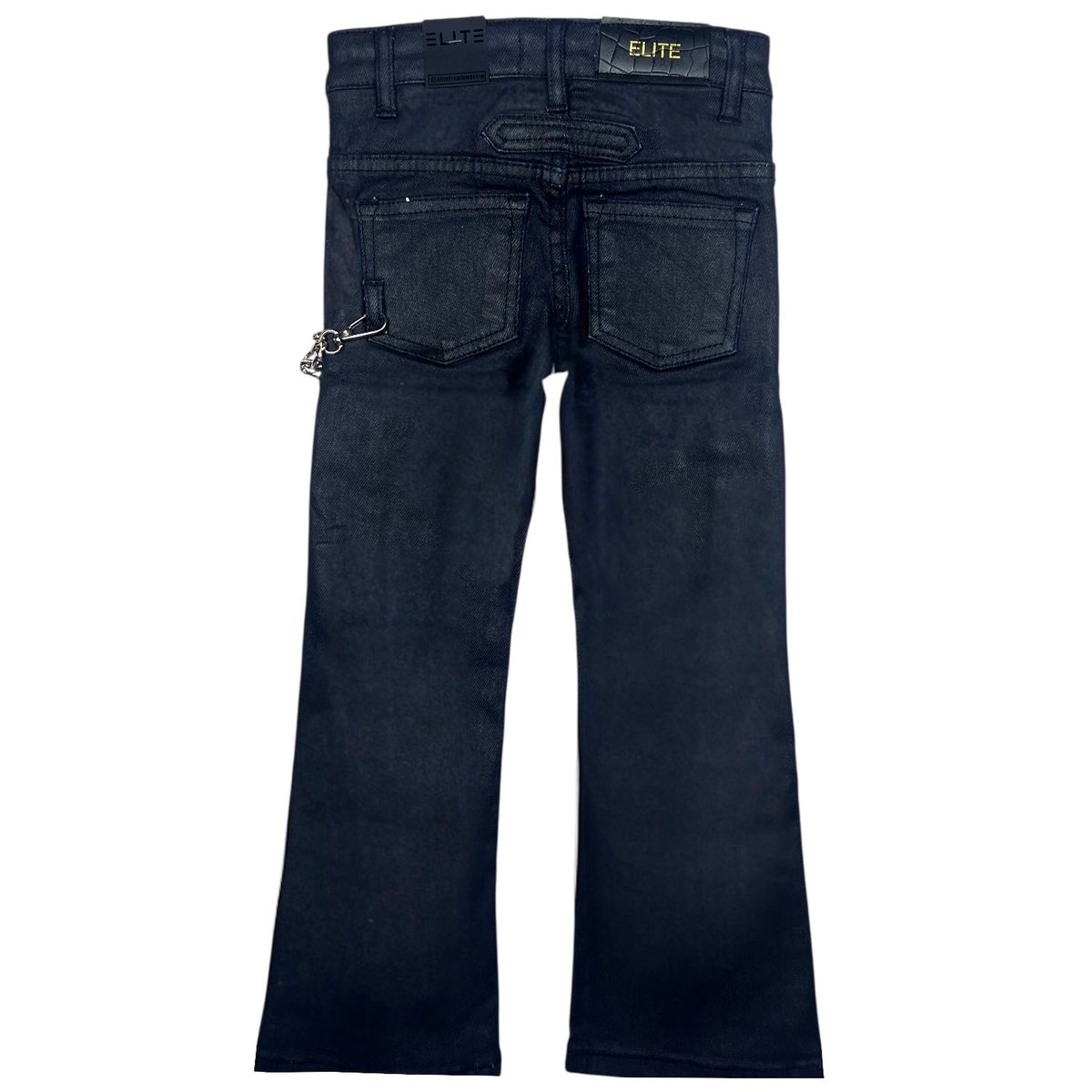 Black Wax Secret Stone Zipper Premium Kids Stacked Jeans