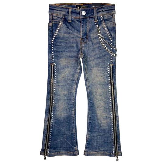 Vintage Secret Stone Zipper Premium Kids Stacked Jeans