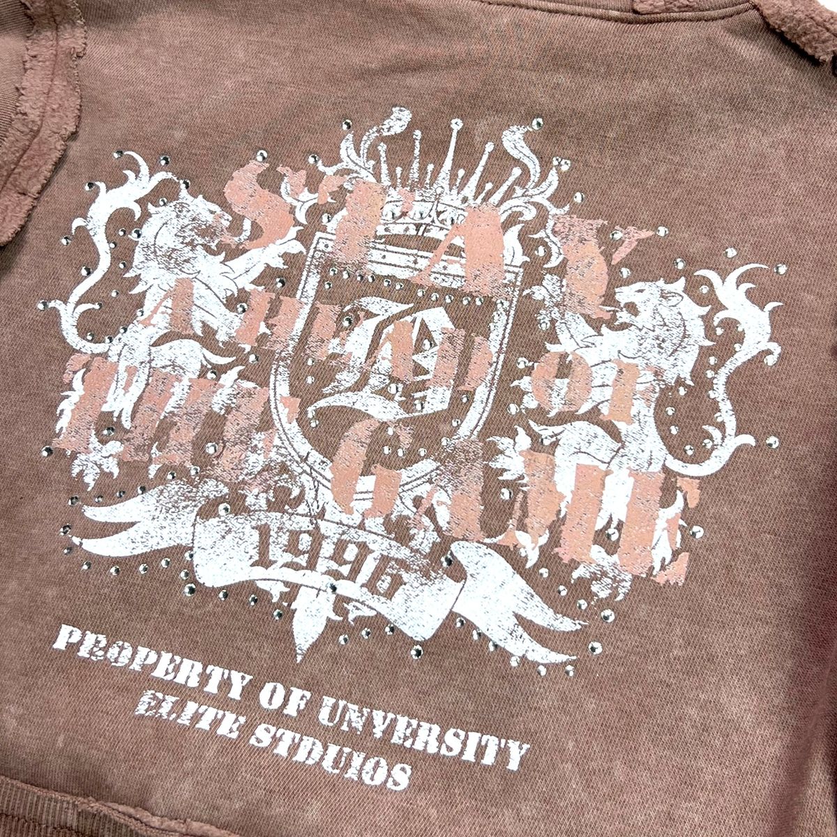 Saints Mocha Rhinestones Washed Premium Kids Hoodie