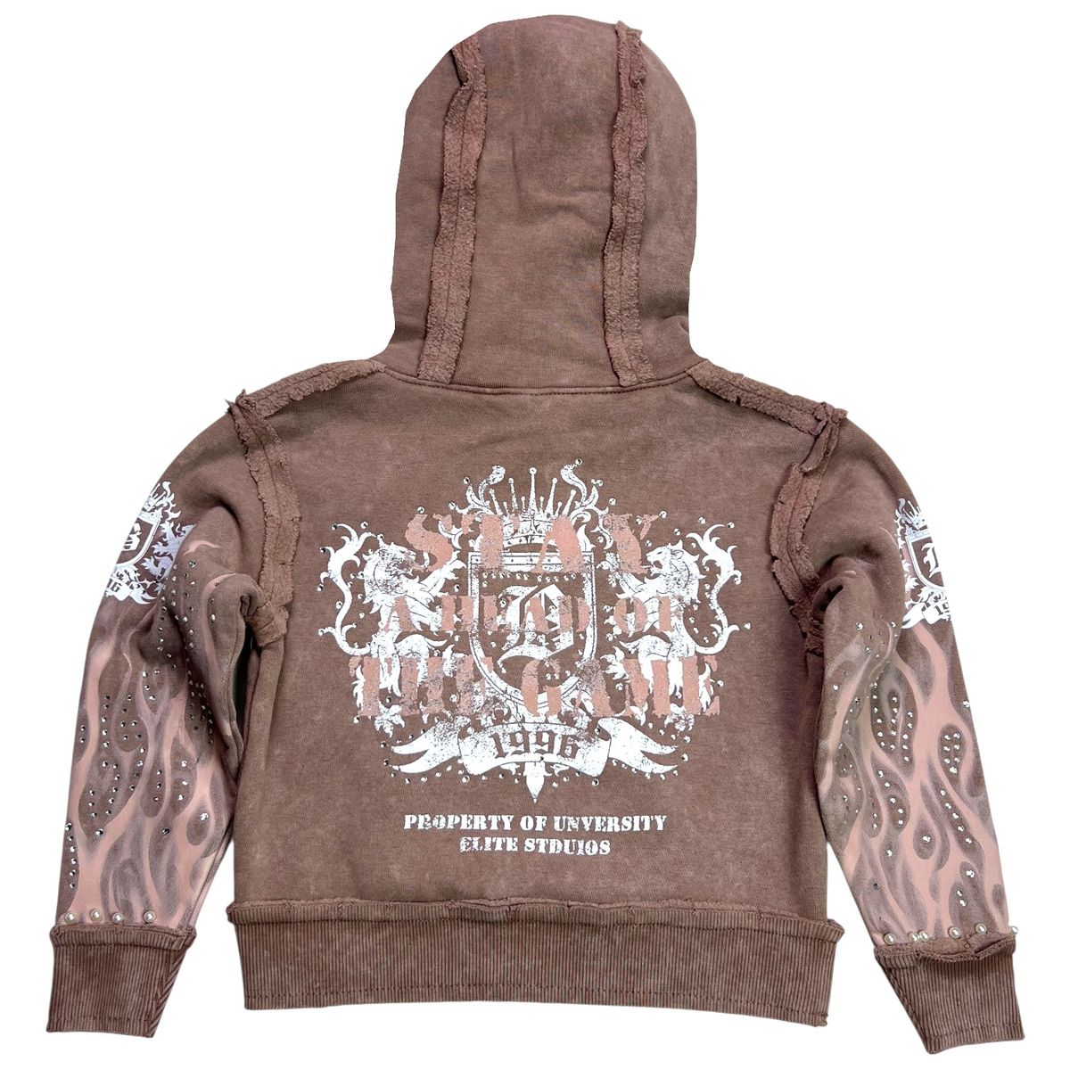Saints Mocha Rhinestones Washed Premium Kids Hoodie