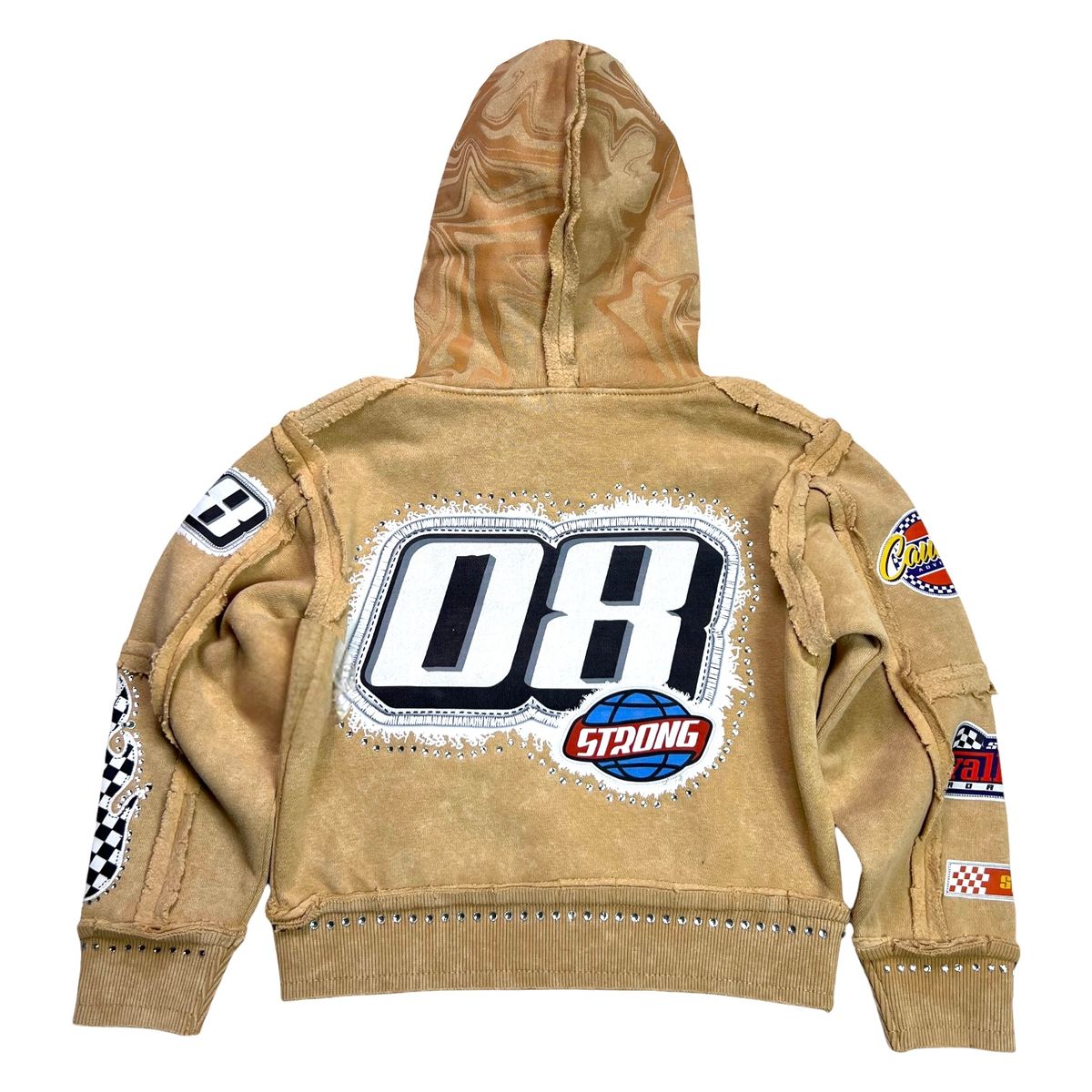 Strong Sand Rhinestones Washed Premium Kids Hoodie