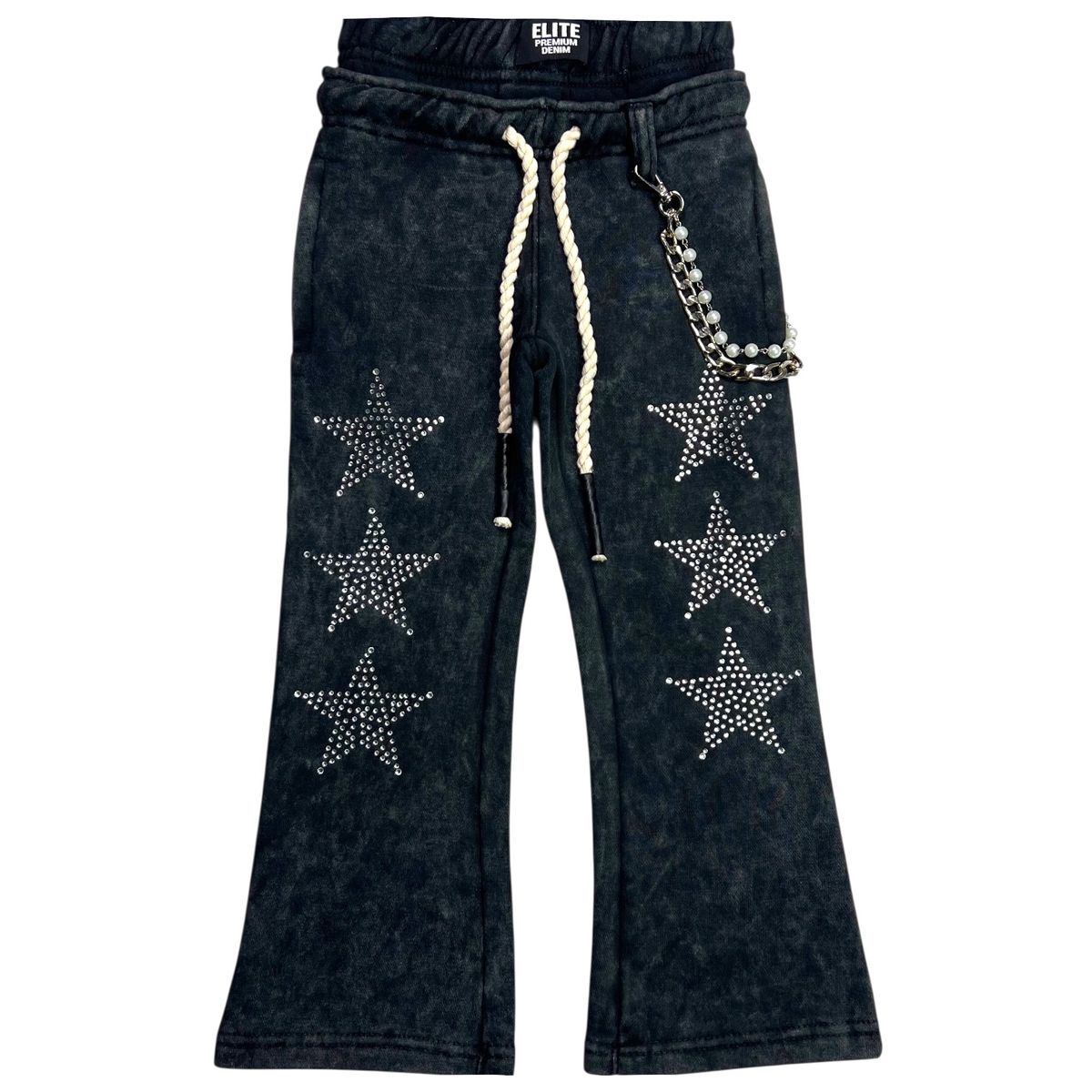 Black Skull Rhinestone Pearls Premium Kids Track Set