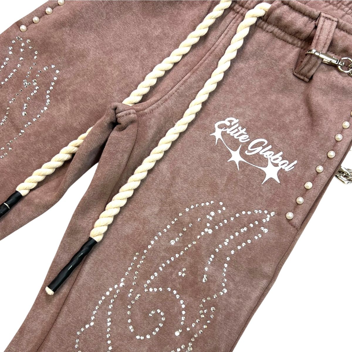 Vivid Mocha Rhinestone Pearls Premium Kids Track Set