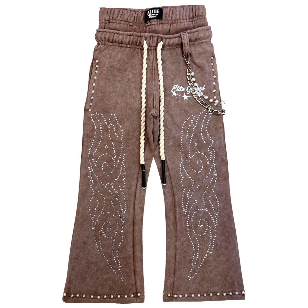 Vivid Mocha Rhinestone Pearls Premium Kids Track Set