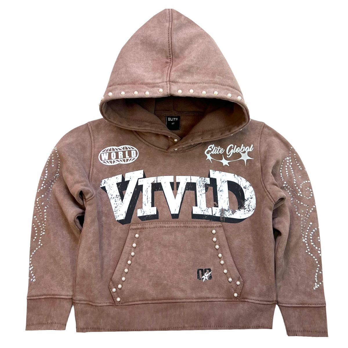 Vivid Mocha Rhinestone Pearls Premium Kids Track Set