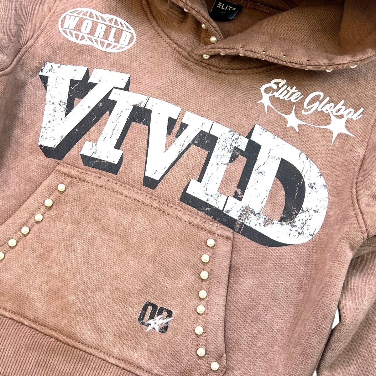 Vivid Mocha Rhinestone Pearls Premium Kids Track Set