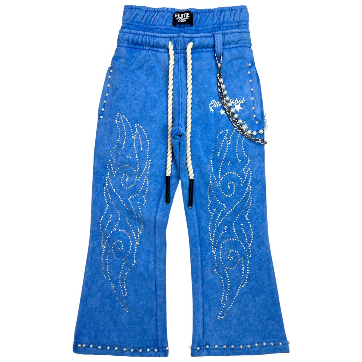 Vivid Blue Rhinestone Pearls Premium Kids Track Set