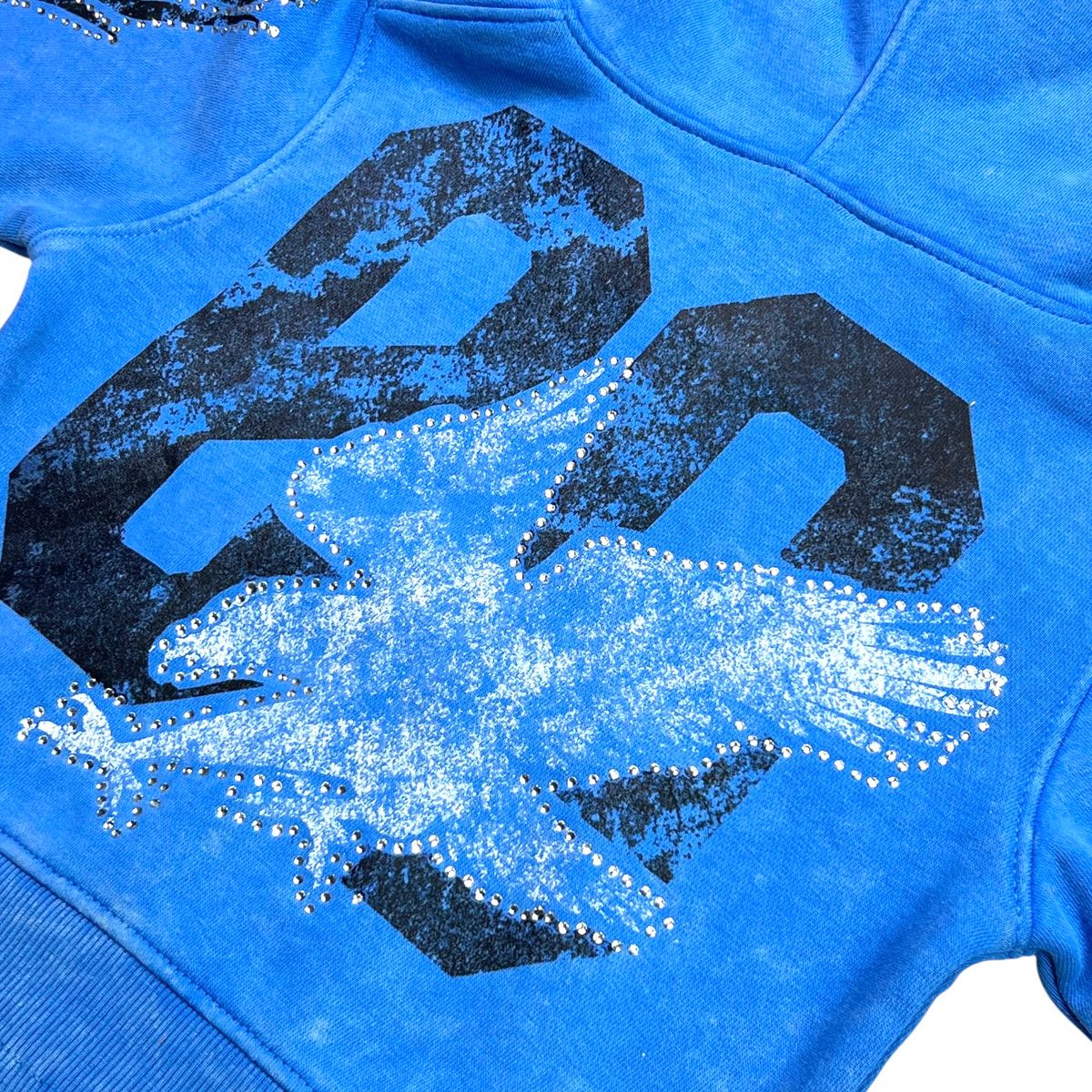 Noble Blue Ocean Rhinestones Washed Premium Kids Hoodie