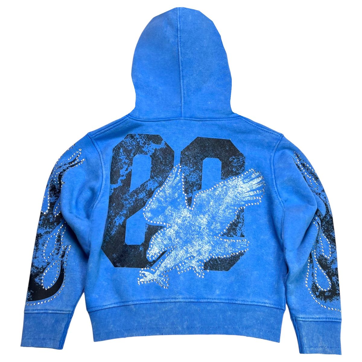 Noble Blue Ocean Rhinestones Washed Premium Kids Hoodie