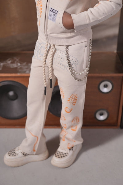 Riches Cream Rhinestone Premium Kids Fleece Set