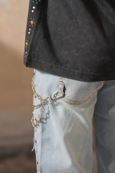 Mardi Gras Embellished Blue Kids Jeans
