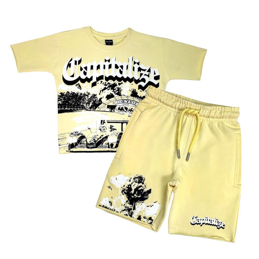 Capitalize Washed Kids Cropped Tee and Shorts Set