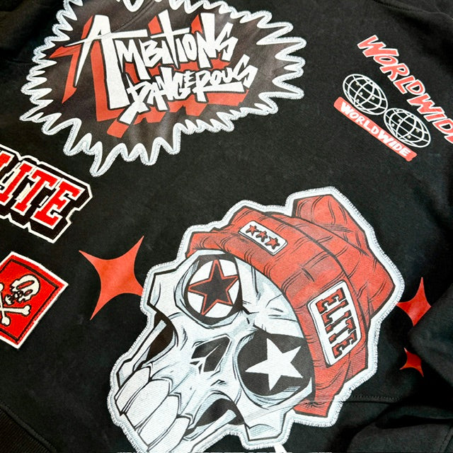 Cut N Sew Street Art Black Premium Mens Zip Up Hoodie