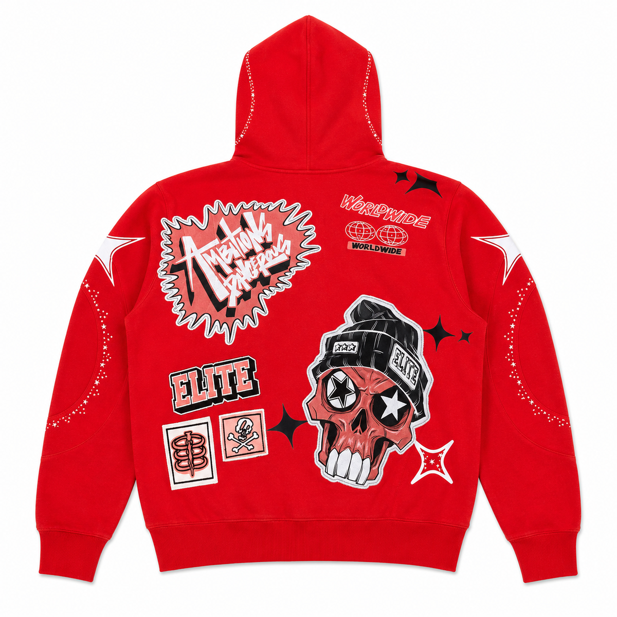 Cut N Sew Street Art Red Premium Mens Zip Up Hoodie
