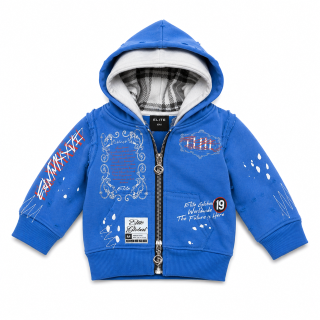 Double Layer Royal Infants Hoodie Dark Blue