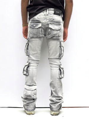 Grey Cargo Premium Men's Stack Jeans