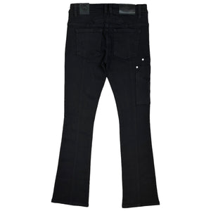 Jet Black Utility Premium Men's Stack Jeans