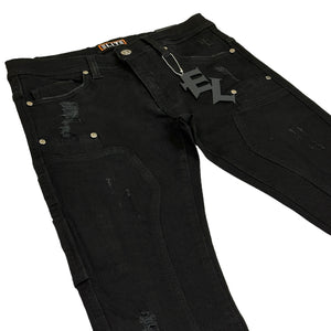 Jet Black Utility Premium Men's Stack Jeans