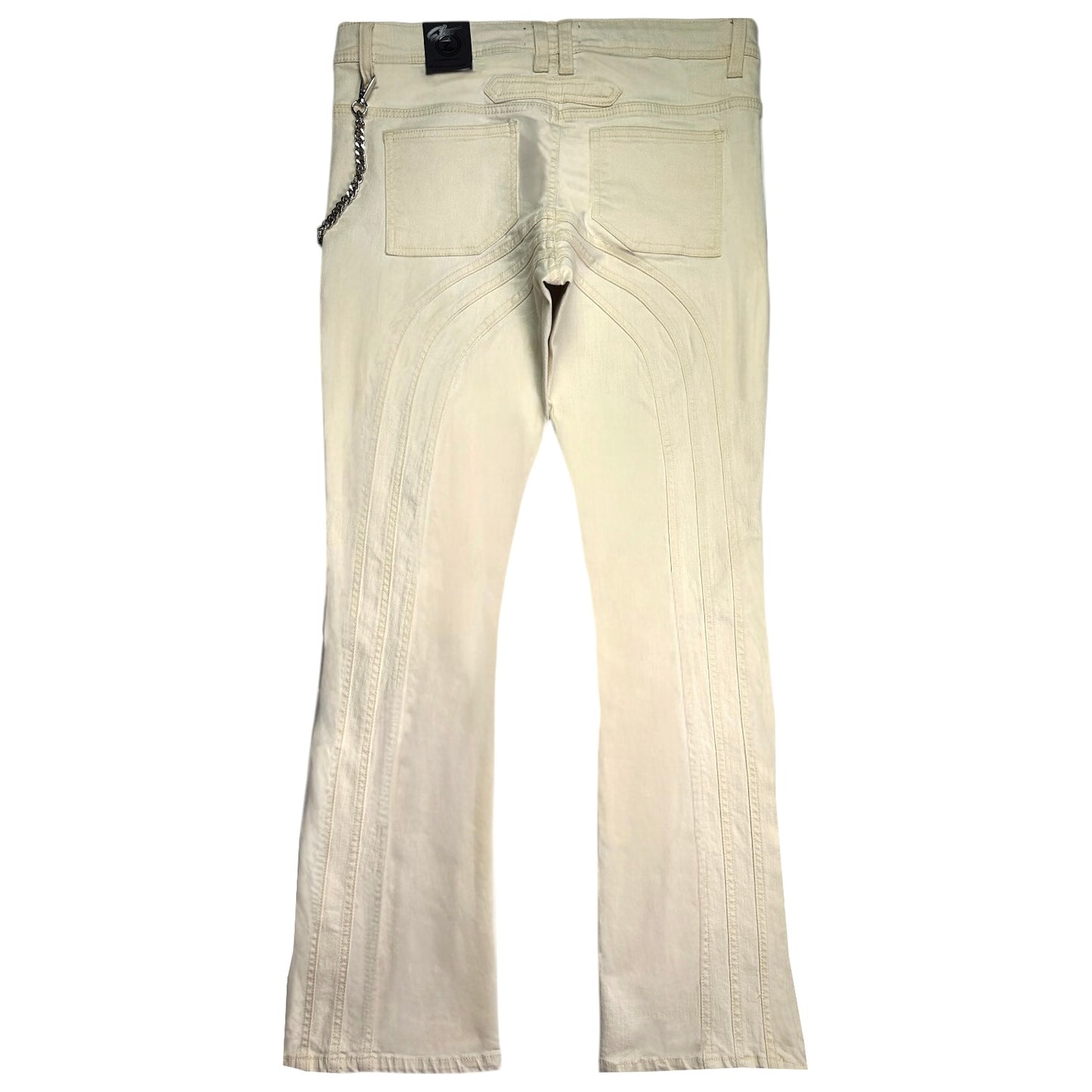 Arch Mens Stacked Premium Jeans CREAM + Cuban Link