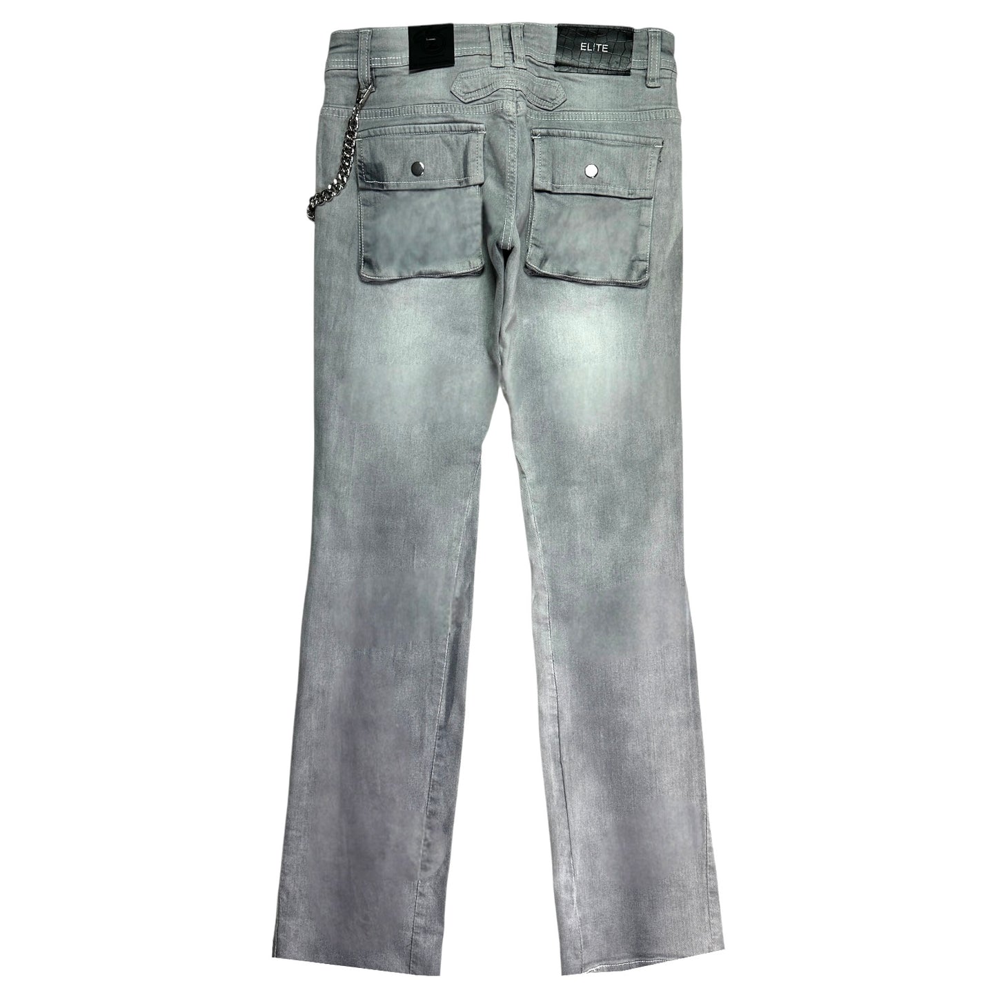 Cargo Premium Mens Stacked Jeans Grey + Cuban Link