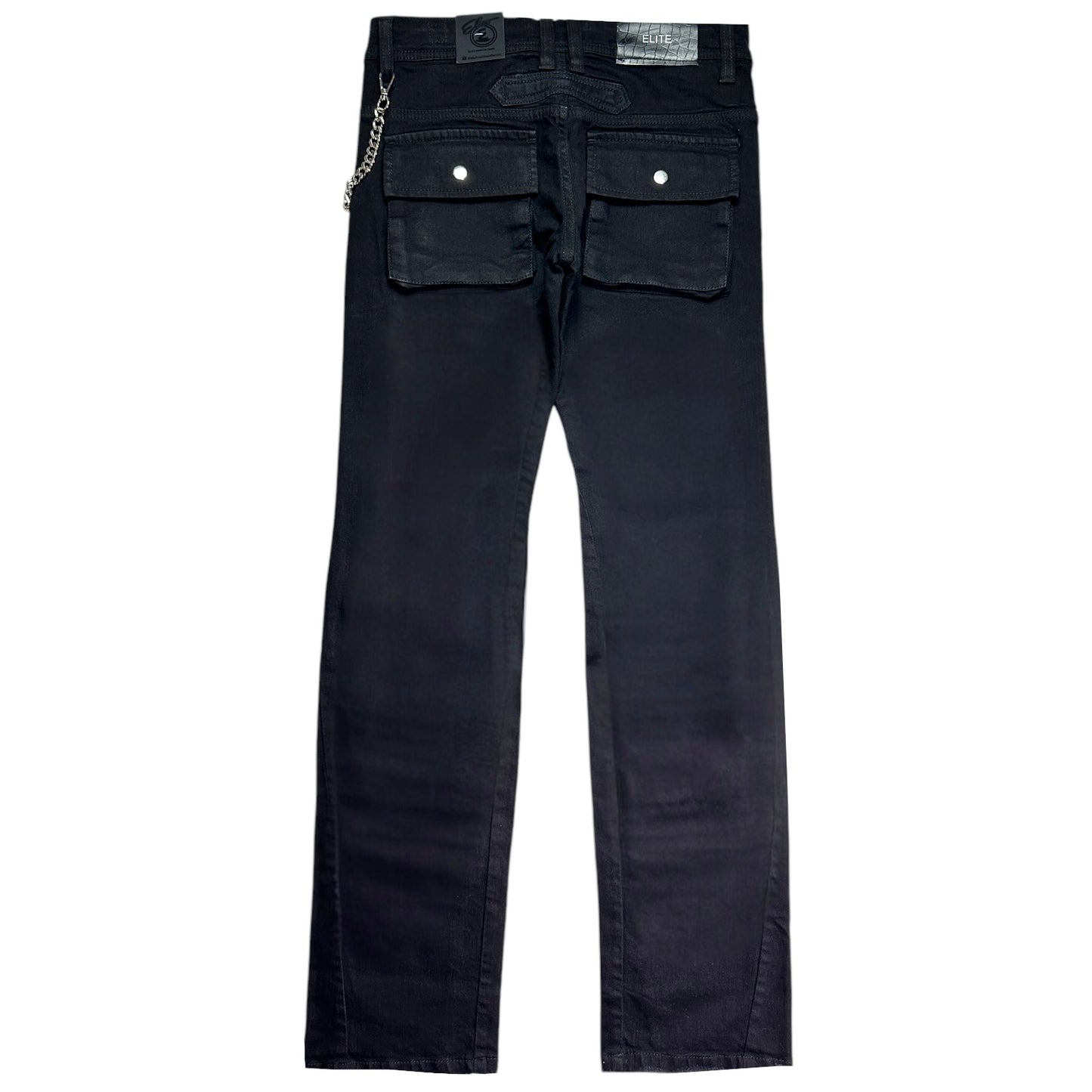 Cargo Premium Mens Stacked Jeans Black + Cuban Link