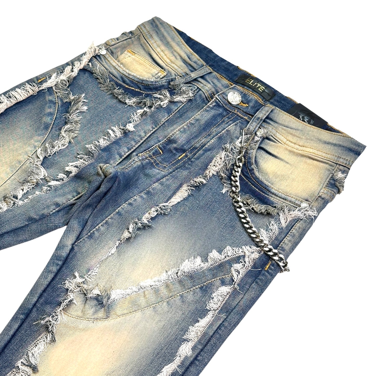 Dysto 2.0 Premium Mens Stacked Jeans Vintage+ Cuban Link
