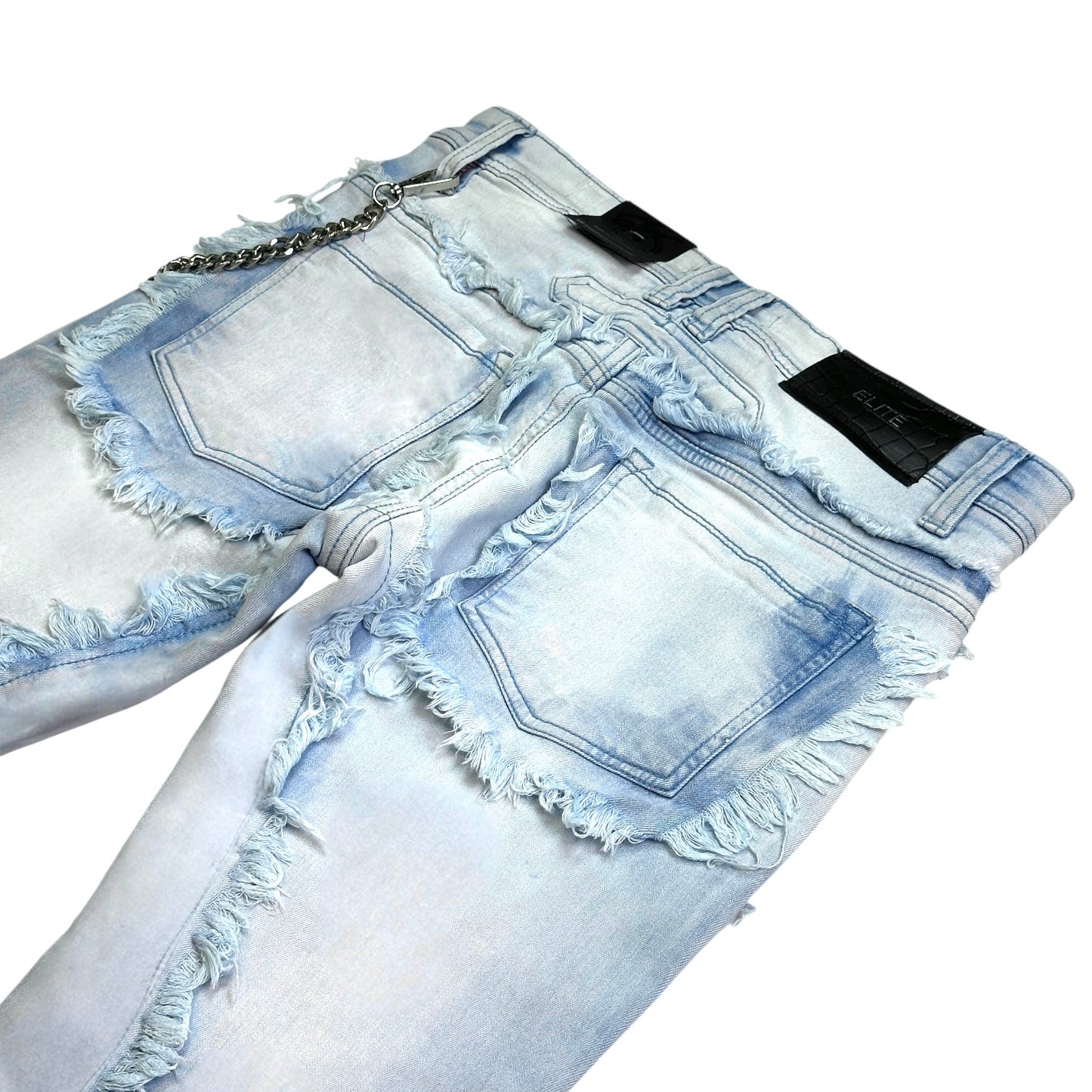 Dysto 2.0 Premium Mens Stacked Jeans Aqua+ Cuban Link