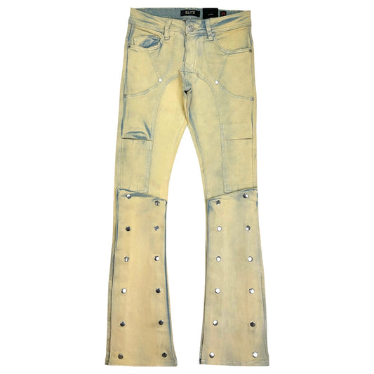 Rivets Mens Stacked Premium Jeans Sand