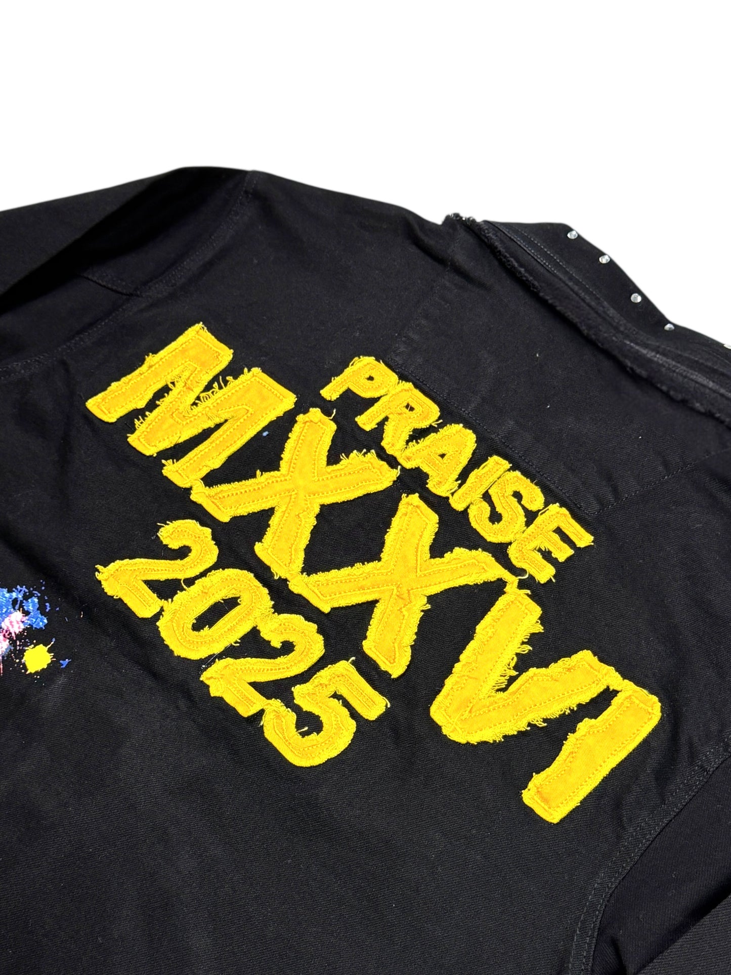 Praise Embellished Premium Mens Denim Jacket Onyx