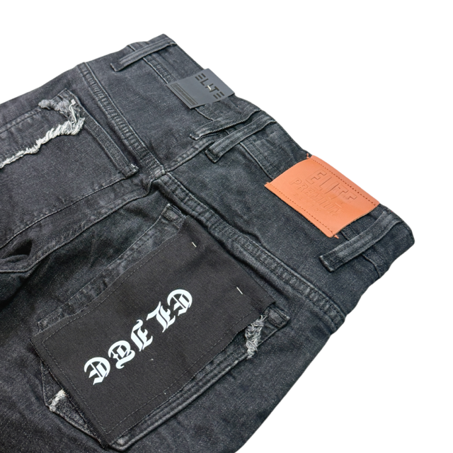 Zipper Ninja Fade Black Men's Flare Jeans + Chain