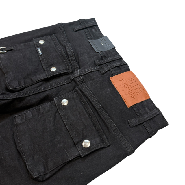 Rivet Black Denim Men's Flare Jeans + Chain