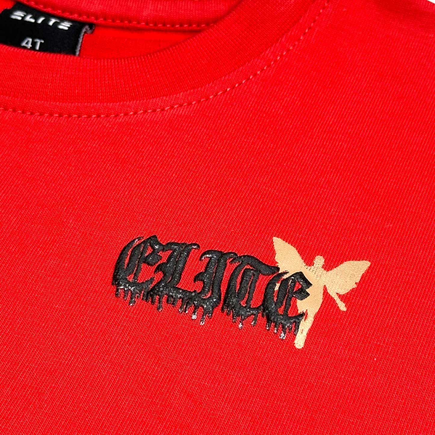 Angels Premium Kids Cropped Tee Red