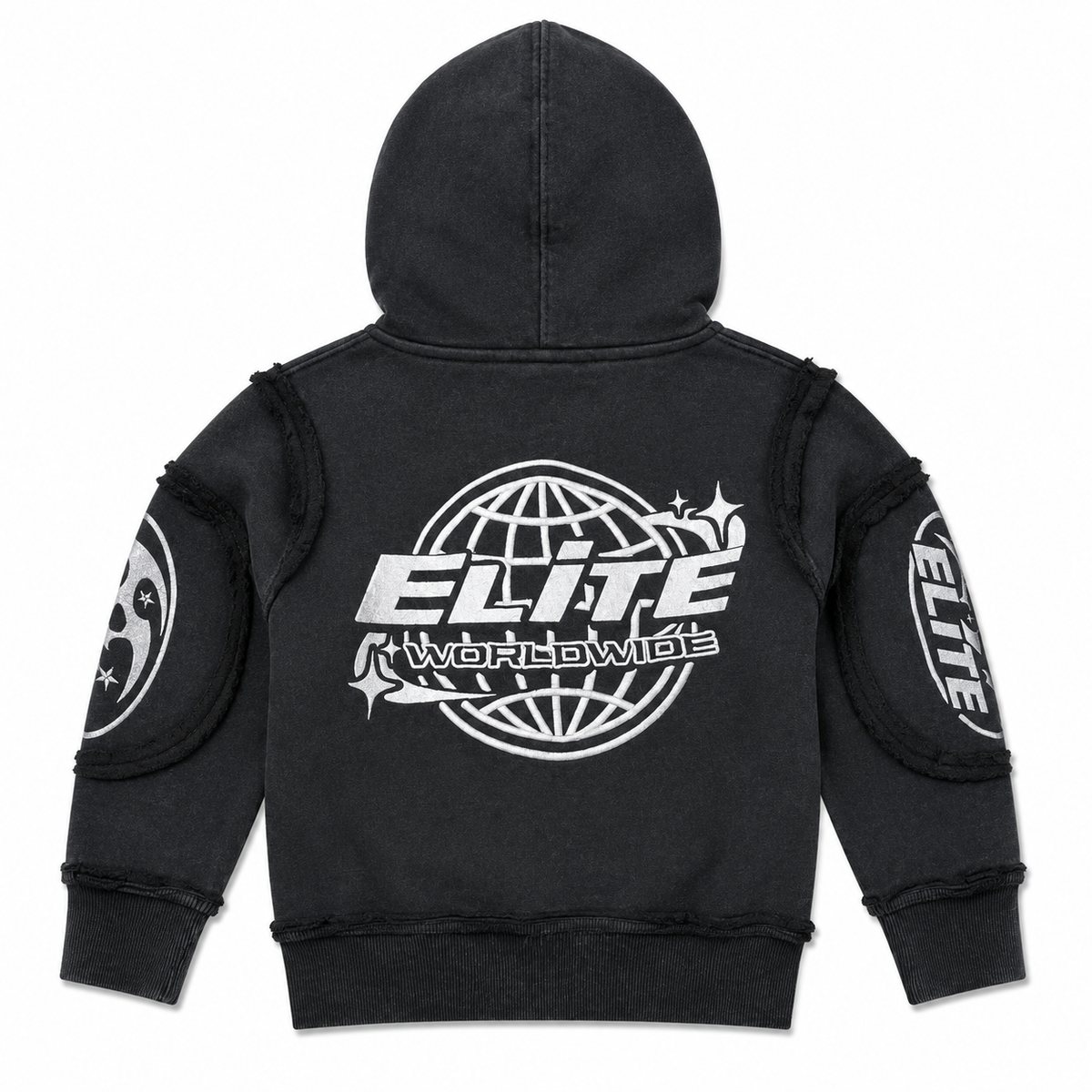 Elite Studio Embroidered Black Kids Zip Up Hoodie