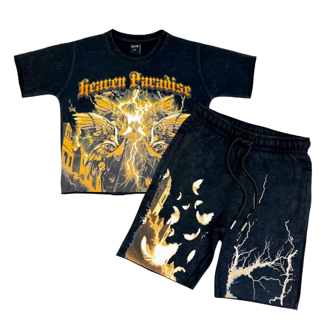 Paradise Washed Kids Cropped Tee and Shorts Set