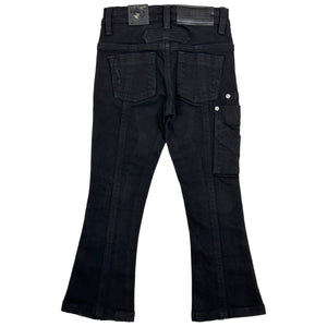Jet Black Utility Premium Kids Stack Jeans