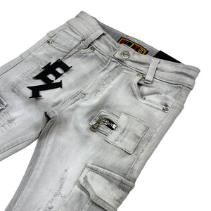Grey Cargo Premium Kids Stack Jeans