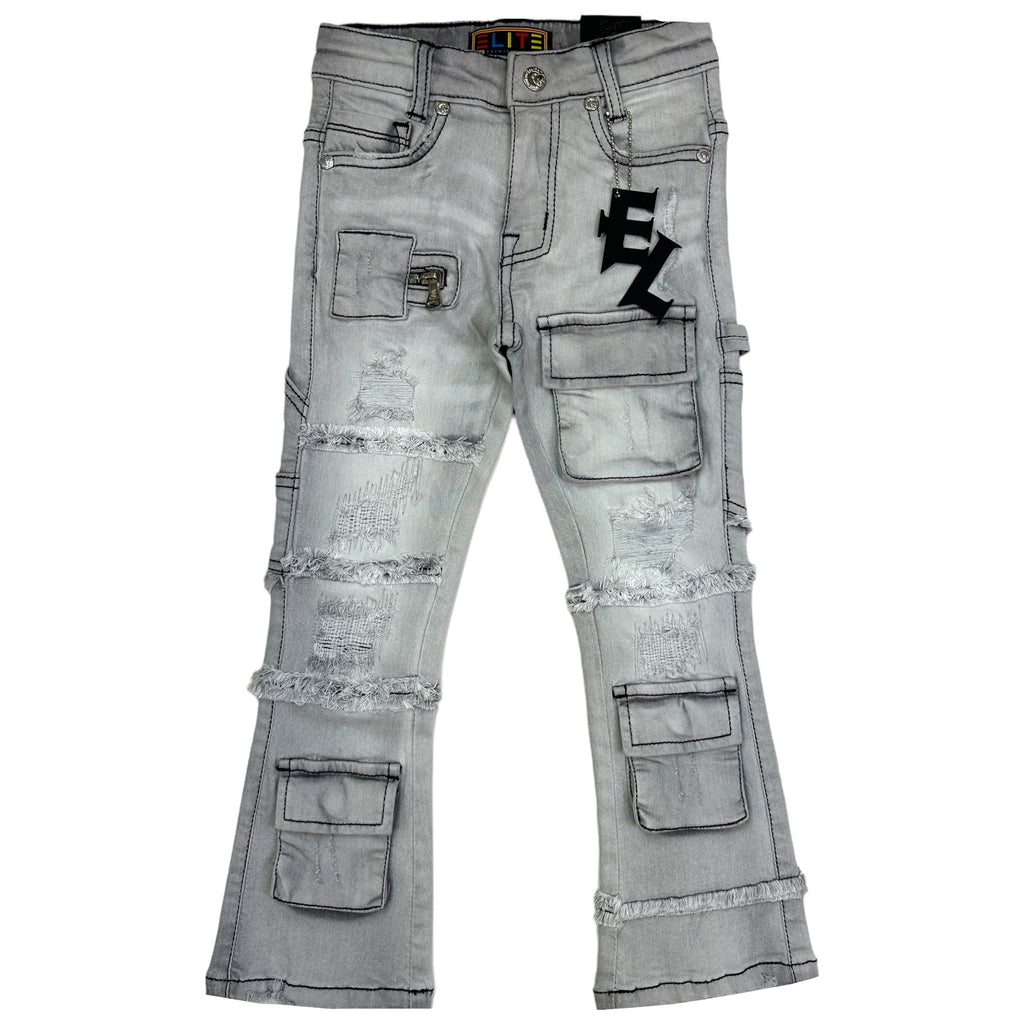 Grey Utility Premium Kids Stack Jeans